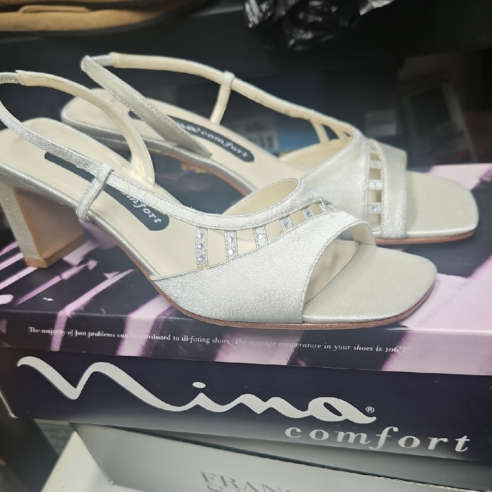 Nina Silver Strappy Heels